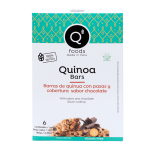 QFoods Quinoa Bar with Raisins and Chocolate 6 x 30g  (display with 6 bars)